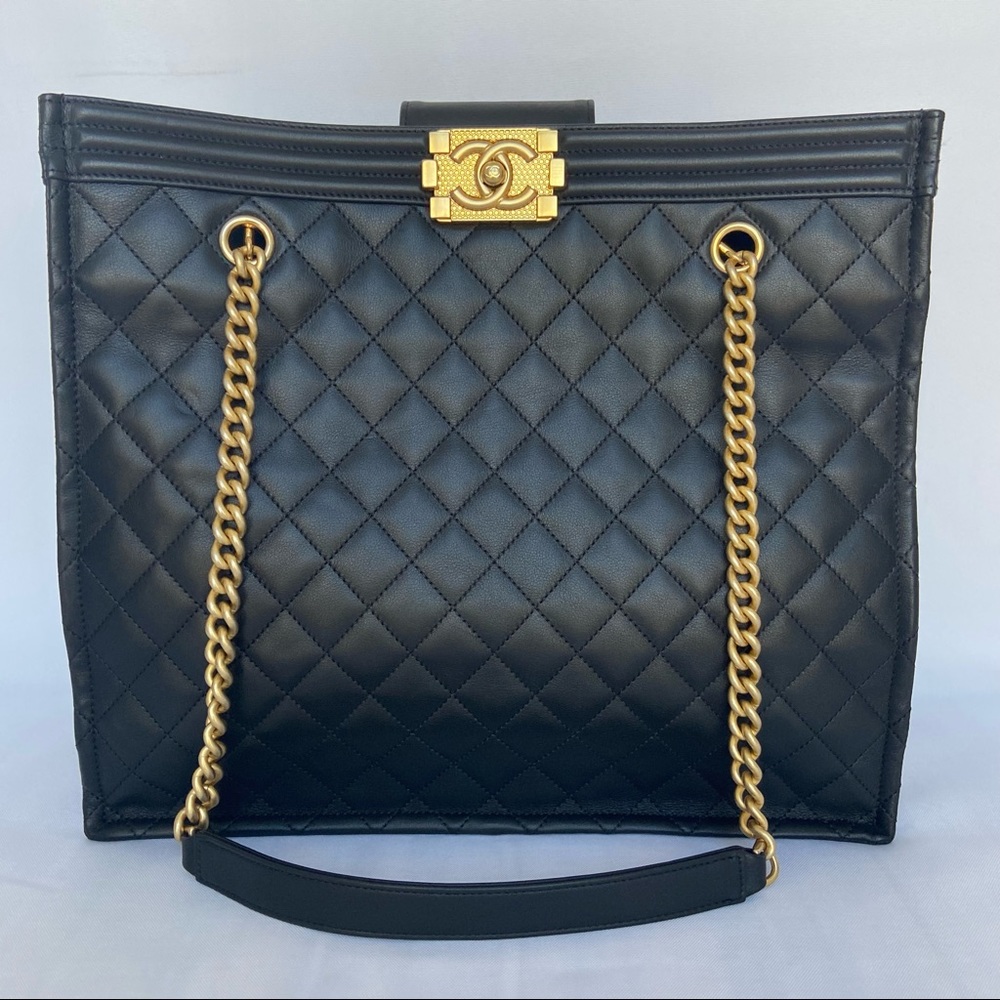 Chanel Quilted Lambskin Boy Tote with Gold Hardware - 2017